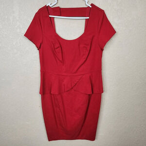 Torrid Red Retro Peplum Wiggle Dress Size 12 NWT (4070)